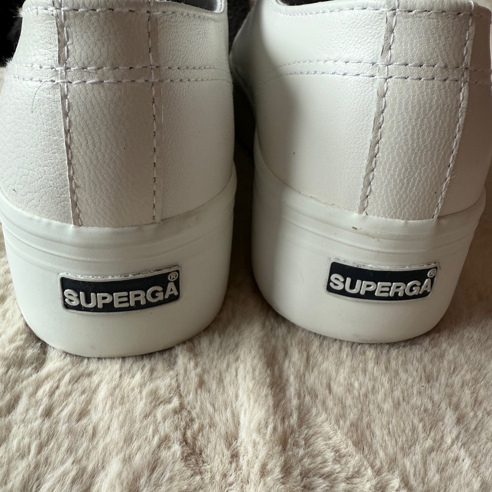 SUPERGA 2790 Platform Sneakers - White Leather - 41/9.5 - Picture 3 of 6